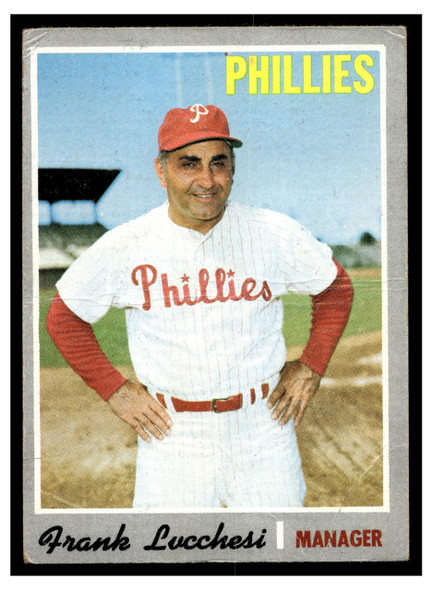 1970 Topps Frank Lucchesi #662 Low Grade - Creases front of card