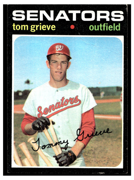 1971 Topps Tom Grieve #167 Rookie Card Low Grade - Creases front of card