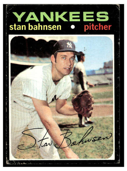 1971 Topps Stan Bahnsen #184 Low Grade - Creases front of card