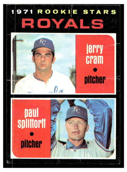 1971 Topps Jerry Cram / Paul Splittorff #247 Low Grade - Creases front of card