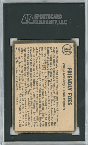 1964 Topps Venezuela Willie Mays & Leon Wagner #41 SGC A back of card
