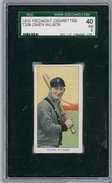 1910 T206 Owen Wilson Piedmont 350 SGC 3 front of card