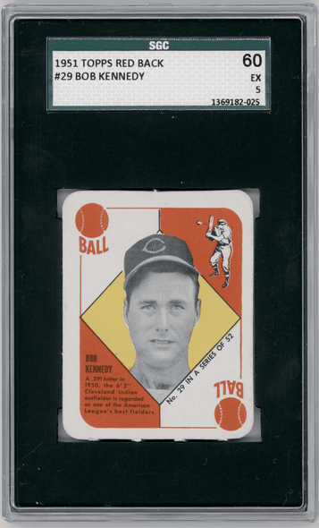 1951 Topps Bob Kennedy #29 Red Back SGC 5 front of card