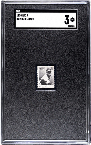 1950 R423 Bob Lemon #59 SGC 3 front of card