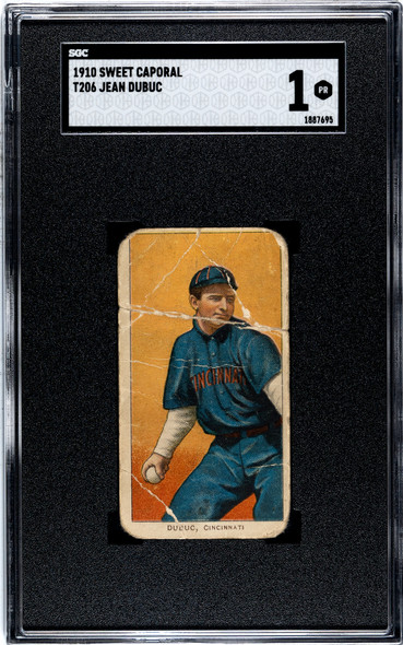 1910 T206 Jean Dubuc Sweet Caporal 350 SGC 1 front of card