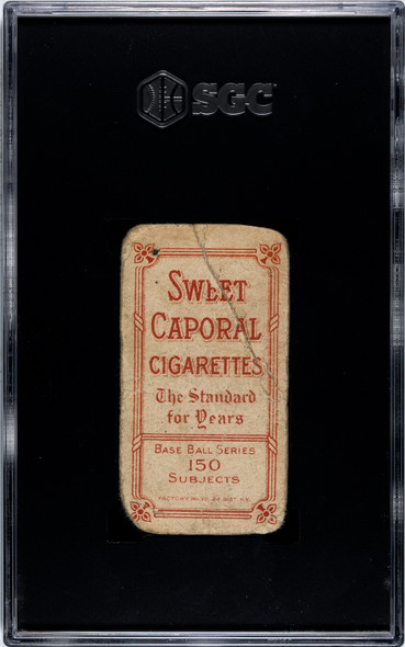 1909 T206 Tim Jordan Portrait Sweet Caporal 150 SGC 1 back of card