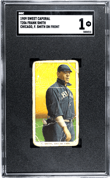 1909 T206 Frank Smith Chicago, F. Smith on Front Sweet Caporal 150 SGC 1 front of card