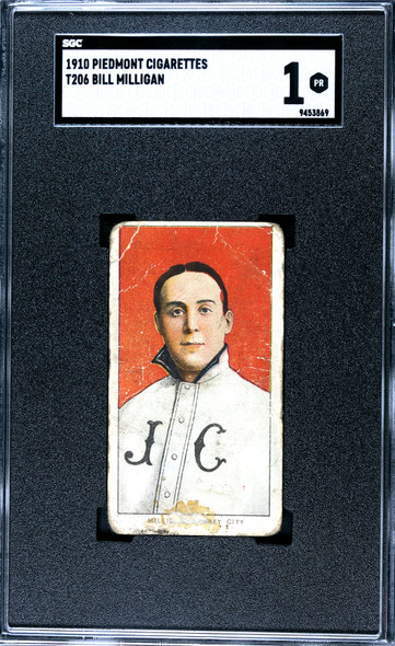 1910 T206 Bill Milligan Piedmont 350 SGC 1 front of card