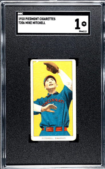 1910 T206 Mike Mitchell Piedmont 350 SGC 1 front of card
