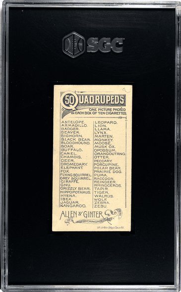 1890 N21 Allen & Ginter Ibex 50 Quadrupeds SGC 2 back of card