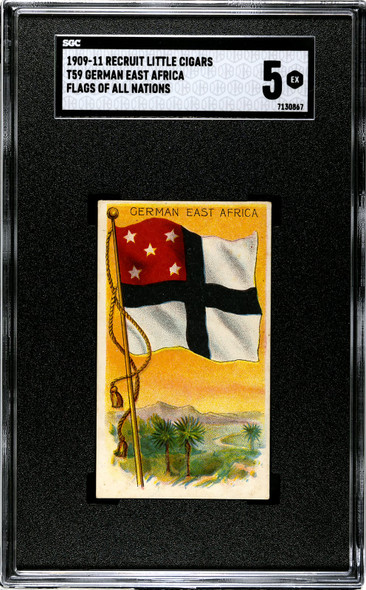 1909-1911 T59 Flags of all Nations German East Africa Recruit Little Cigars SGC 5 front of card