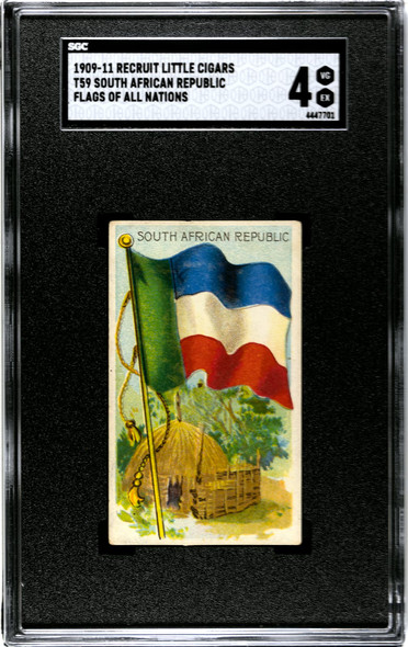 1909-1911 T59 Flags of all Nations South African Republic Recruit Little Cigars SGC 4 front of card