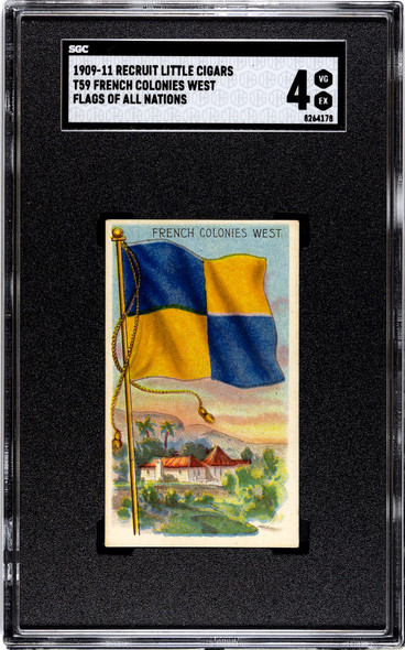 1909-1911 T59 Flags of all Nations French Colonies West Recruit Little Cigars SGC 4 front of card