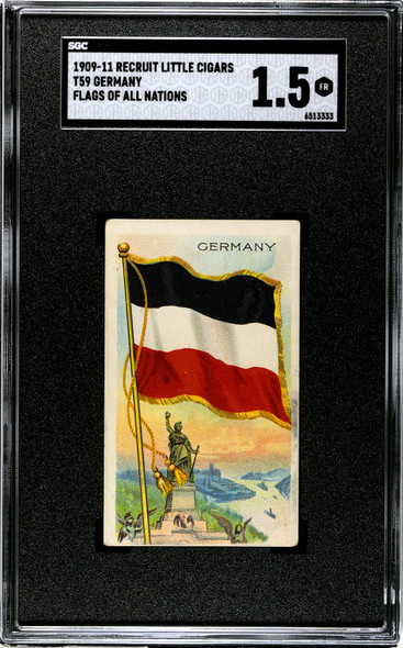 1909-1911 T59 Flags of all Nations Germany Recruit Little Cigars SGC 1.5 front of card