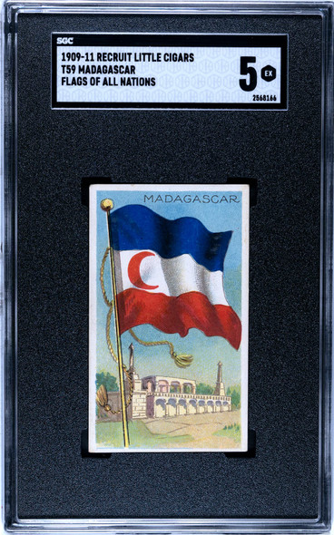 1909-1911 T59 Flags of all Nations Madagascar Recruit Little Cigars SGC 5 front of card