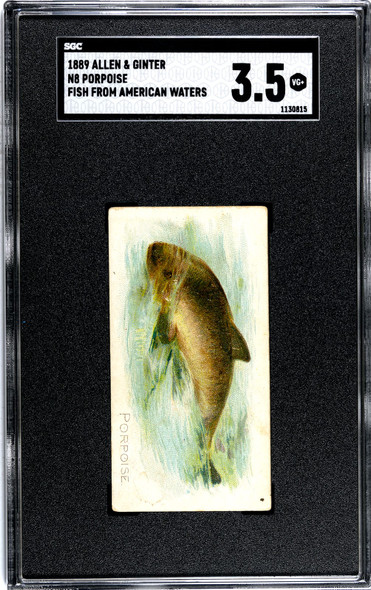 1889 N8 Allen & Ginter Porpoise 50 Fish From American Waters SGC 3.5 front of card
