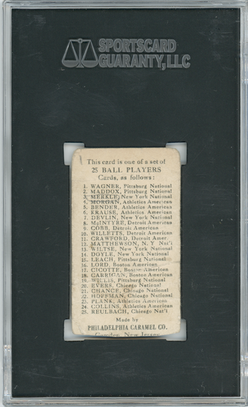 1909 E95 Philadelphia Caramel Fred Merkle SGC A back of card