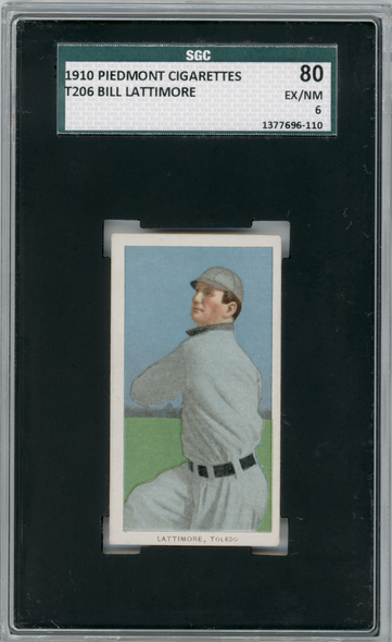 1910 T206 Bill Lattimore Piedmont 350 SGC 6 front of card