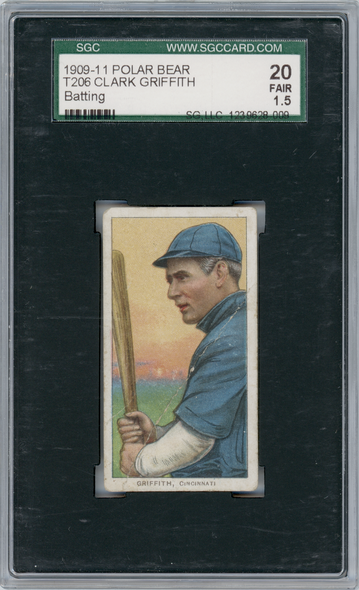 1909-11 T206 Clark Griffith Batting Polar Bear SGC 1.5 front of card