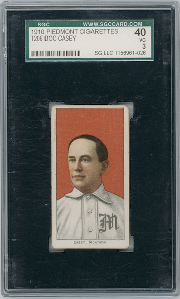 1910 T206 Doc Casey Piedmont 350 SGC 3 front of card