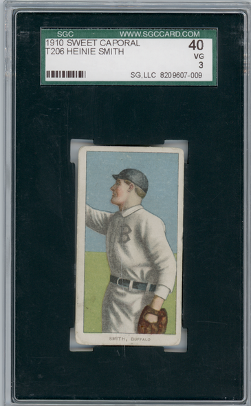 1910 T206 Heinie Smith Sweet Caporal 350 SGC 3 front of card