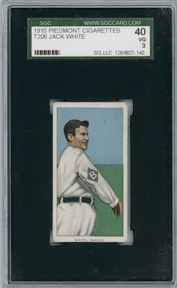 1910 T206 Jack White Piedmont 350 SGC 3 front of card