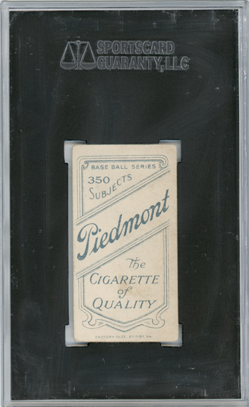 1910 T206 Jack White Piedmont 350 SGC 3 back of card