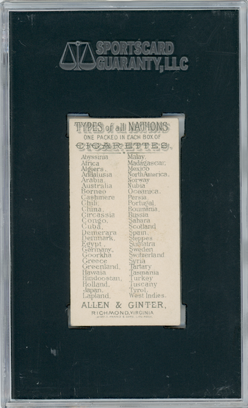 1889 N24 Allen & Ginter Madagascar Types of all Nations SGC 6 back of card