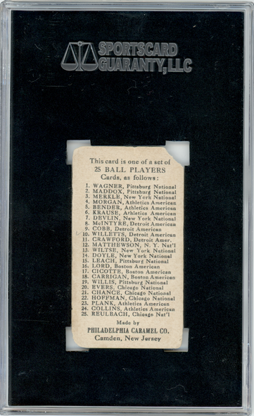 1909 E95 Philadelphia Caramel Co. Ed Willetts SGC A back of card