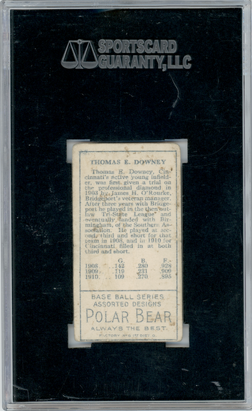 1911 T205 Thomas Downey Polar Bear SGC 1 back of card