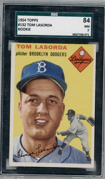 1954 Topps Tom Lasorda #132 SGC 7 front of card