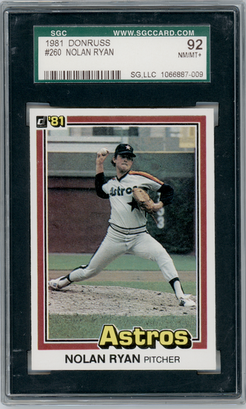 1981 Donruss Nolan Ryan #260 SGC 8.5 front of card