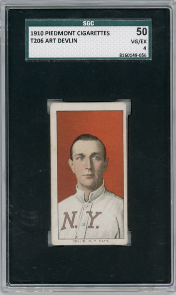 1910 T206 Art Devlin Piedmont 350 SGC 4 front of card