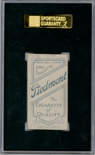 1910 T206 Bob Groom Piedmont 350 SGC 5 back of card
