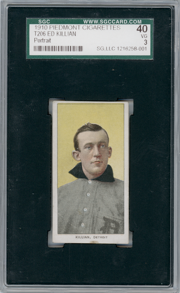 1910 T206 Ed Killian Portrait (Popped Collar) Piedmont 350 SGC 3 front of card