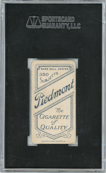 1910 T206 Jack Bliss Piedmont 350 SGC 3 back of card
