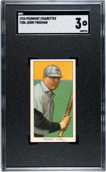 1910 T206 Jerry Freeman Piedmont 350 SGC 3 front of card