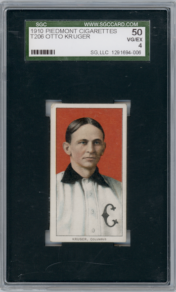 1910 T206 Otto Kruger Piedmont 350 SGC 4 front of card