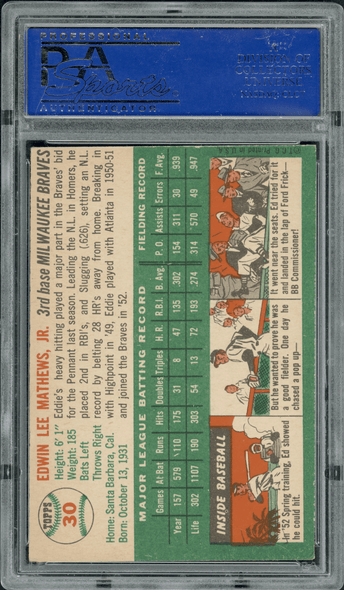 1962 Topps #30 Ed Mathews Eddie Mathews PSA 5 Graded Baseball Card MLB  Braves