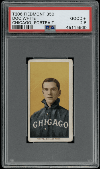 1910 T206 Doc White Chicago, Portrait Piedmont 350 PSA 2.5 front of card