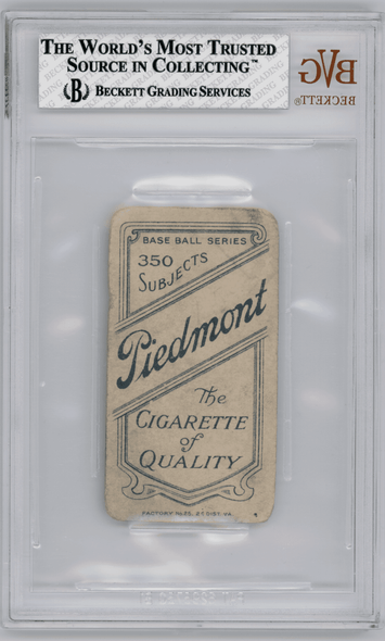 1910 T206 Frank Oberlin Piedmont 350 BVG 1.5 back of card