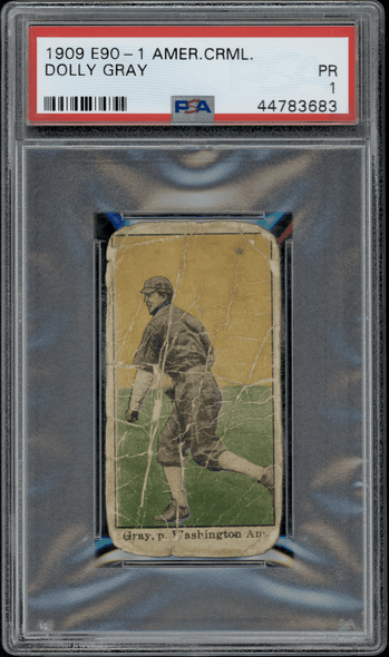 1909-1911 E90-1 American Caramel Dolly Gray Baseball Caramels PSA 1 front of card