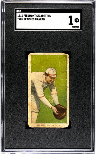 1910 T206 Peaches Graham Piedmont 350 SGC 1 front of card