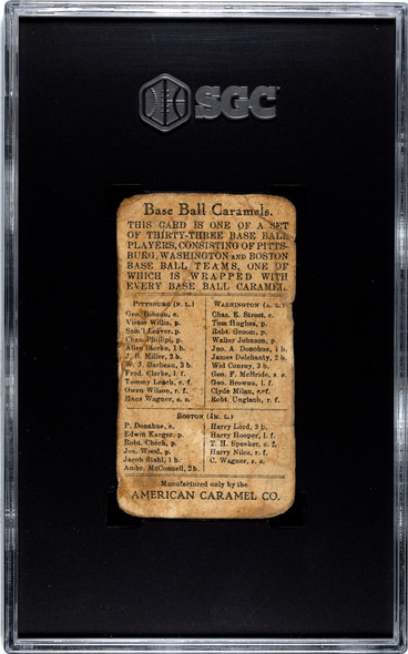 1910 American Caramel Co. George (Geo.) Browne SGC 1 back of card