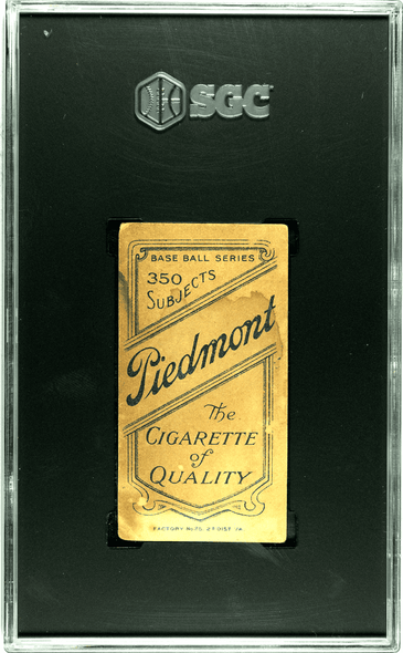 1910 T206 Jake Weimer Piedmont 350 SGC 1.5 back of card