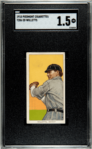 1910 T206 Ed Willetts (Willett) Piedmont 350 SGC 1.5 front of card