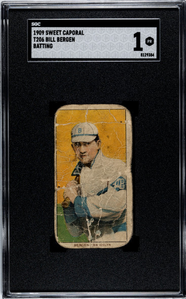 1909 T206 Bill Bergen Batting Sweet Caporal 150 SGC 1 front of card