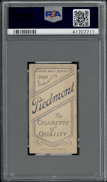 1910 T206 Jake Thielman Piedmont 350 PSA 1 back of card