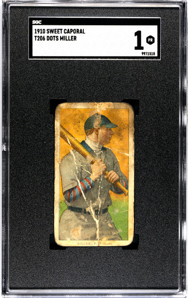 1910 T206 Dots Miller Sweet Caporal 350 SGC 1 front of card