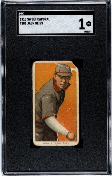 1910 T206 Jack Bliss Sweet Caporal 350 SGC 1 front of card